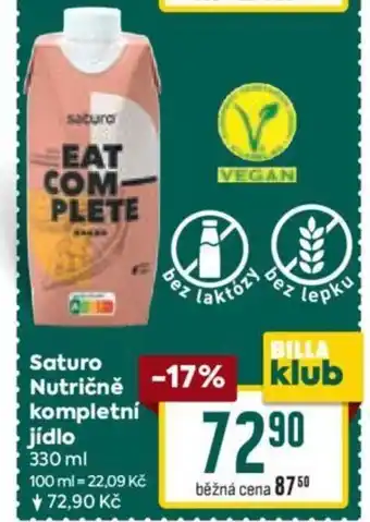Billa Saturo Nutričně kompletní jídlo nabídka