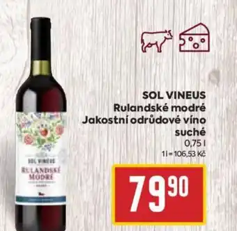 Billa SOL VINEUS Rulandské modré Jakostní odrůdové víno suché 0.75L nabídka