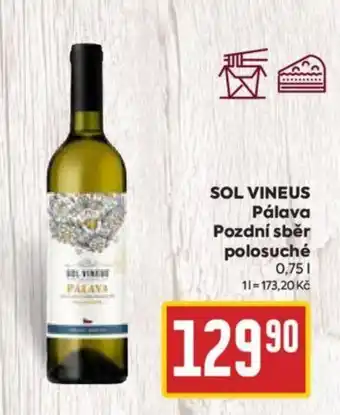 Billa SOL VINEUS Pálava Pozdní sběr polosuché 0.75L nabídka