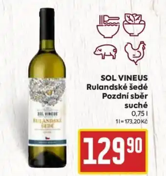 Billa SOL VINEUS Rulandské šedé Pozdní sběr suché 0,75L nabídka