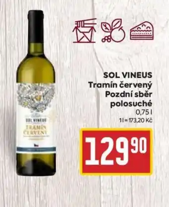 Billa SOL VINEUS Tramín červený Pozdní sběr polosuché 0.75L nabídka