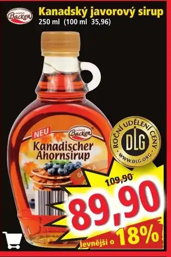 Norma Kanadský javorový sirup nabídka
