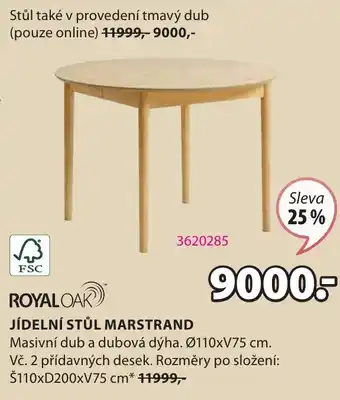 JYSK JÍDELNÍ STŮL MARSTRAND nabídka