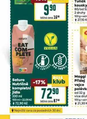 Billa Saturo nutričně kompletní jídlo nabídka