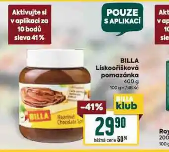 Billa Billa lískooříšková pomazánka nabídka