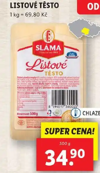 Lidl LISTOVÉ TĚSTO nabídka