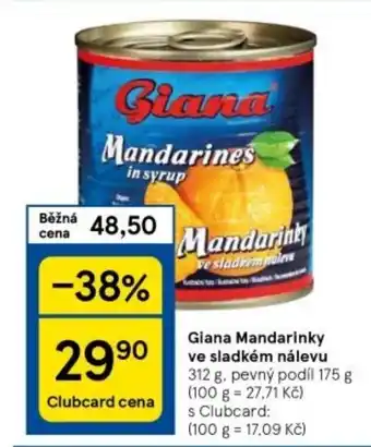 Tesco Giana Mandarinky ve sladkém nálevu nabídka