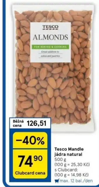 Tesco Tesco Mandle jádra natural nabídka