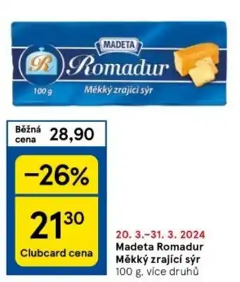 Tesco Madeta Romadur Měkký zrající sýr nabídka