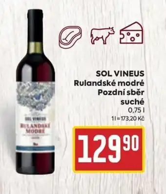 Billa SOL VINEUS Rulandské modré Pozdní sběr suché 0.75 l. nabídka