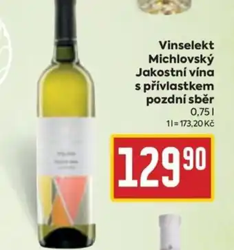 Billa Vinselekt Michlovský Jakostní vína s přívlastkem pozdní sběr nabídka