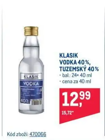 Makro KLASIK VODKA 40%, TUZEMSKÝ 40% nabídka