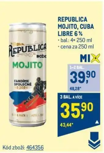 Makro REPUBLICA MOJITO, CUBA LIBRE 6% nabídka