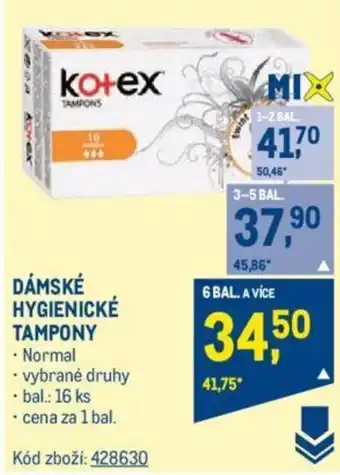 Makro DÁMSKÉ HYGIENICKÉ TAMPONY nabídka