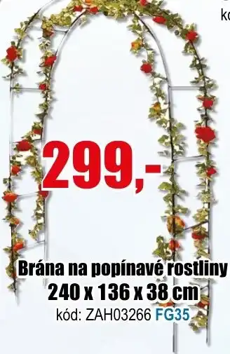 Brána na popínavé rostliny 240 x 136 x 38 cm