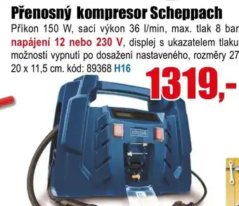 EVA Přenosný kompresor Scheppach nabídka