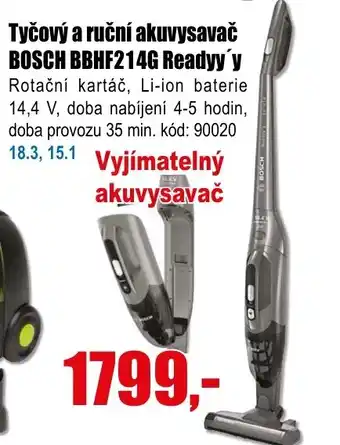 EVA Tyčový a ruční akuvysavač BOSCH BBHF214G Readyy y nabídka