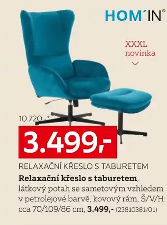 XXXLutz RELAXAČNÍ KŘESLO S TABURETEM nabídka