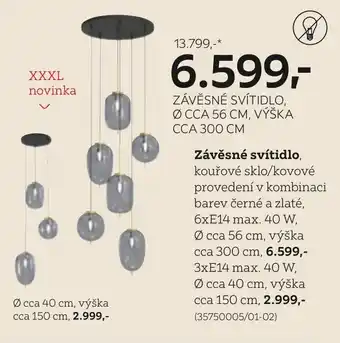 XXXLutz ZÁVĚSNÉ SVÍTIDLO, Ø CCA 56 CM, VÝŠKA CCA 300 CM nabídka