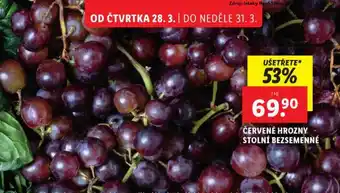 Lidl Červené hrozny stolní bezsemenné nabídka