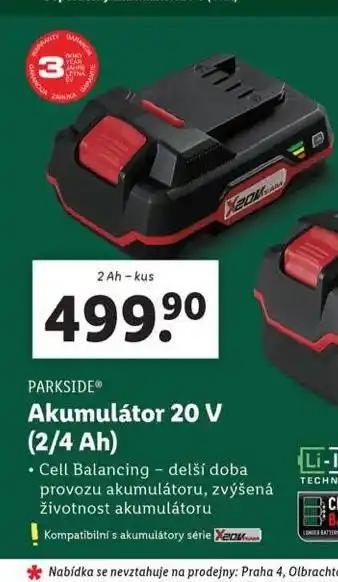 Lidl Akumulátor 20 v 2 ah nabídka