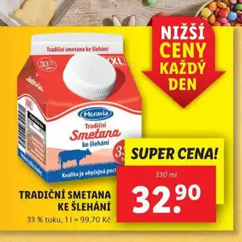 Lidl Tradiční smetana ke šlehání nabídka