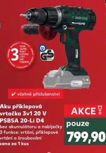 Kaufland Aku příklepová vrtačka 3v1 20 V PSBSA 20-Li D4 nabídka