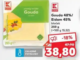 Kaufland Gouda 48%/ Eidam 45% nabídka