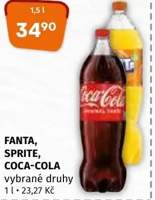 Terno FANTA, SPRITE, COCA-COLA 1.5L nabídka