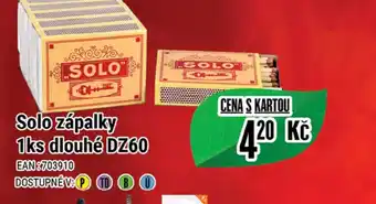 Tamda Foods Solo zápalky 1ks dlouhé DZ60 nabídka