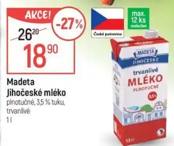 Globus Madeta Jihočeské mléko 1L nabídka