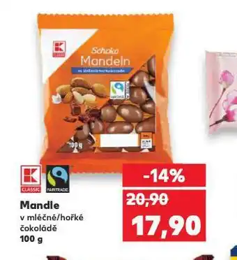 Kaufland Mandle v mléčné čokoládě / hořké čokoládě nabídka