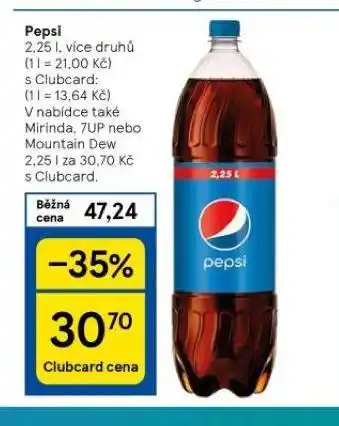 Tesco Pepsi, mirinda, 7up, mountain dew nabídka
