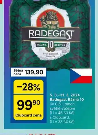 Tesco Pivo radegast rázná 10 nabídka