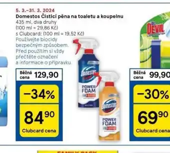 Tesco Domestos čistící pěna na toaletu a koupelnu nabídka