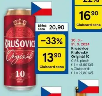 Tesco Krušovice královský originál 10 nabídka