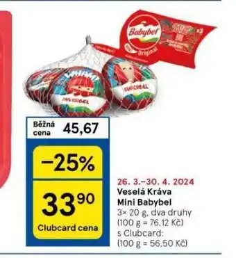 Tesco Veselá kráva mini babybel nabídka