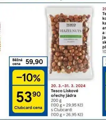 Tesco Tesco lískové ořechy jádra nabídka