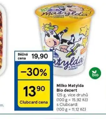 Tesco Milko matylda bio dezert nabídka