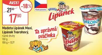 Globus Madeta Lipánek Maxi, Lipánek Tvarohový nabídka