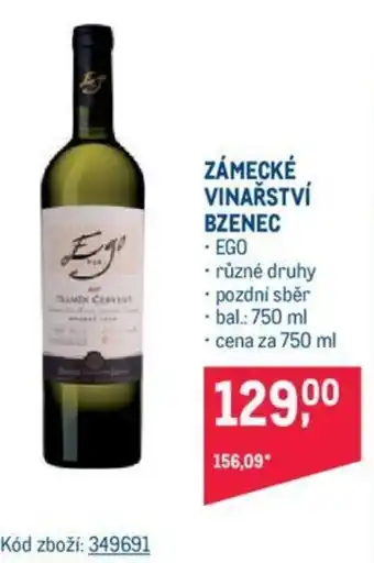 Makro ZÁMECKÉ VINAŘSTVÍ BZENEC nabídka