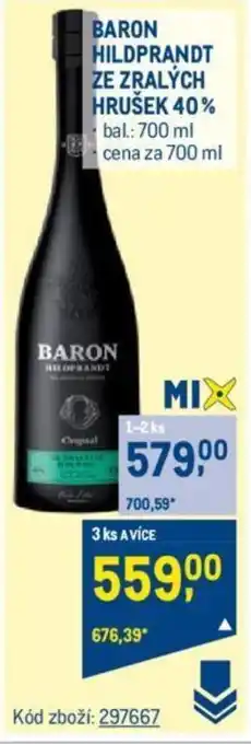 Makro BARON HILDPRANDT ZE ZRALÝCH HRUŠEK 40% nabídka