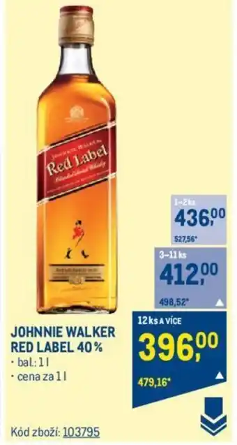 Makro JOHNNIE WALKER RED LABEL 40% nabídka