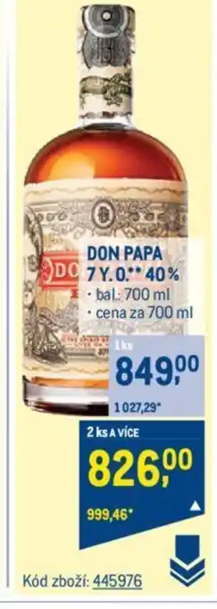 Makro DON PAPA 7 Y.O. 40% nabídka