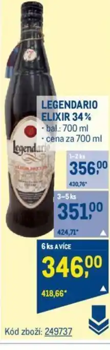 Makro LEGENDARIO ELIXIR 34% nabídka
