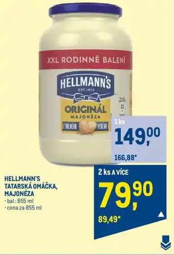Makro HELLMANN'S TATARSKÁ OMÁČKA, MAJONÉZA nabídka