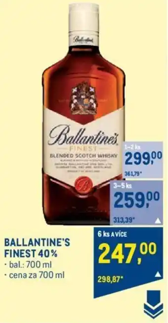 Makro BALLANTINE'S FINEST 40% nabídka