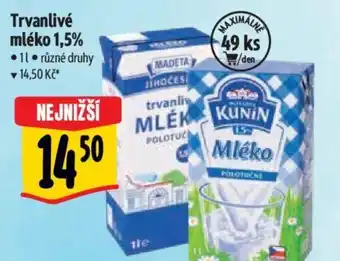 Albert Trvanlivé mléko 1,5% 1L nabídka