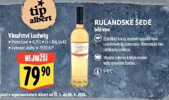 Albert Vinařství ludwig rulandské šedé nabídka
