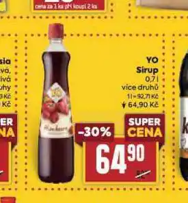 Billa Yo sirup nabídka